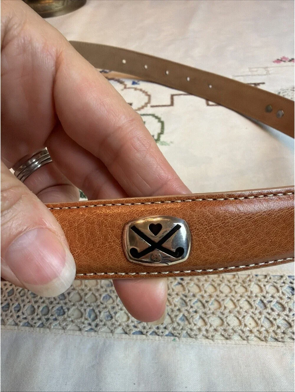 Brighton Tan Leather “I Love Golf” Belt Medium USA Made